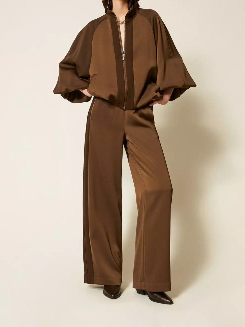 Twin-Set Wide-Leg Pants With Contrast Stripe And Relaxed Fit