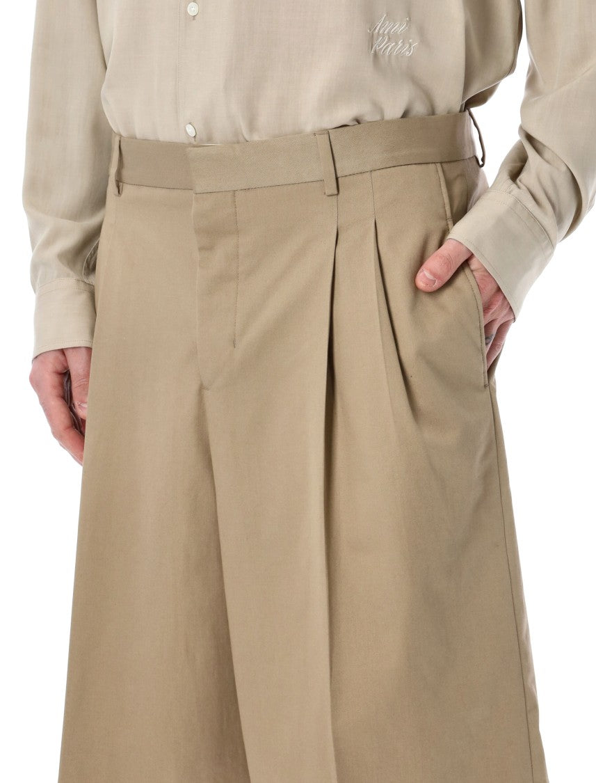Ami Paris High Waisted Front Pleats Bermuda Shorts