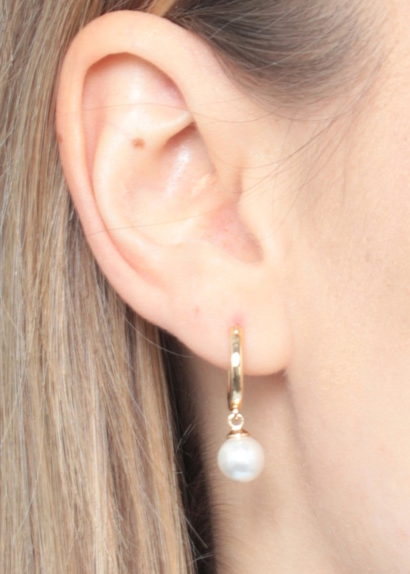 Self-Portrait Gold Bow Pearl Brass Earrings