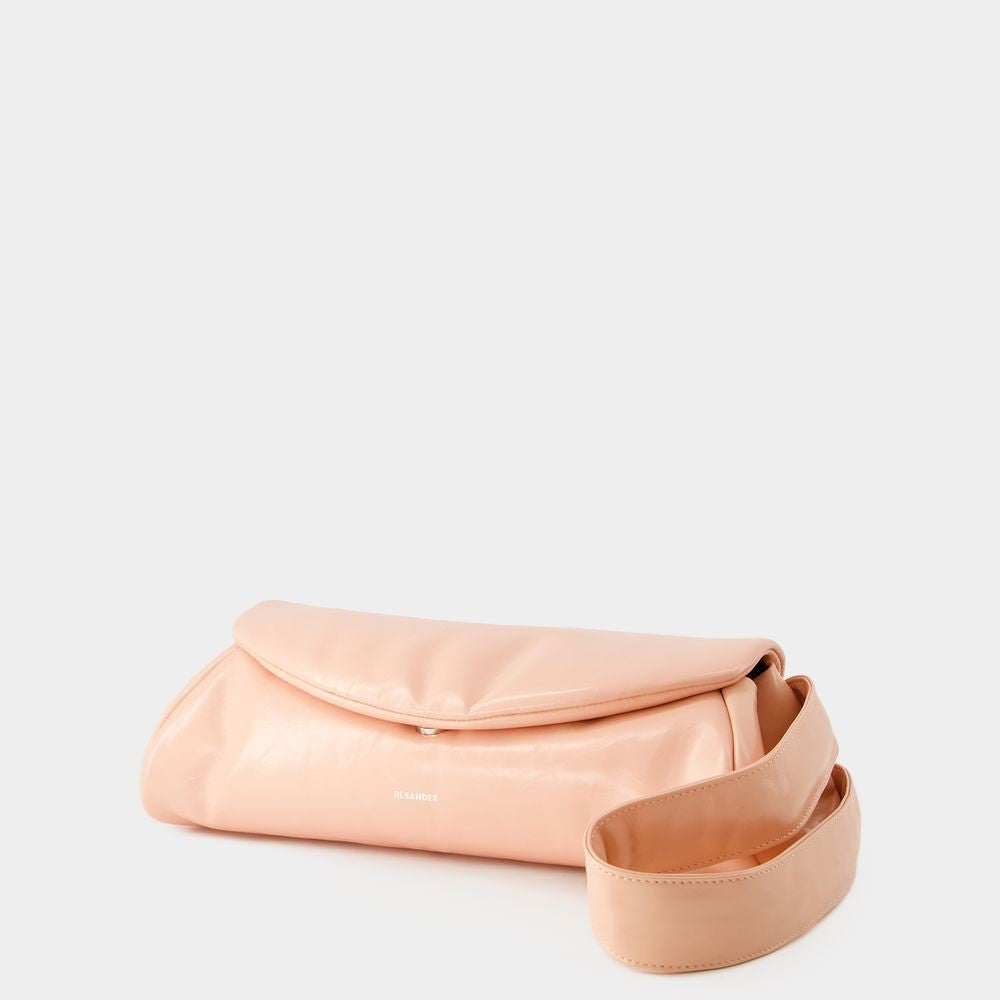 Jil Sander Cannolo Grande Padded Hobo Bag - Leather - Peach Pearl