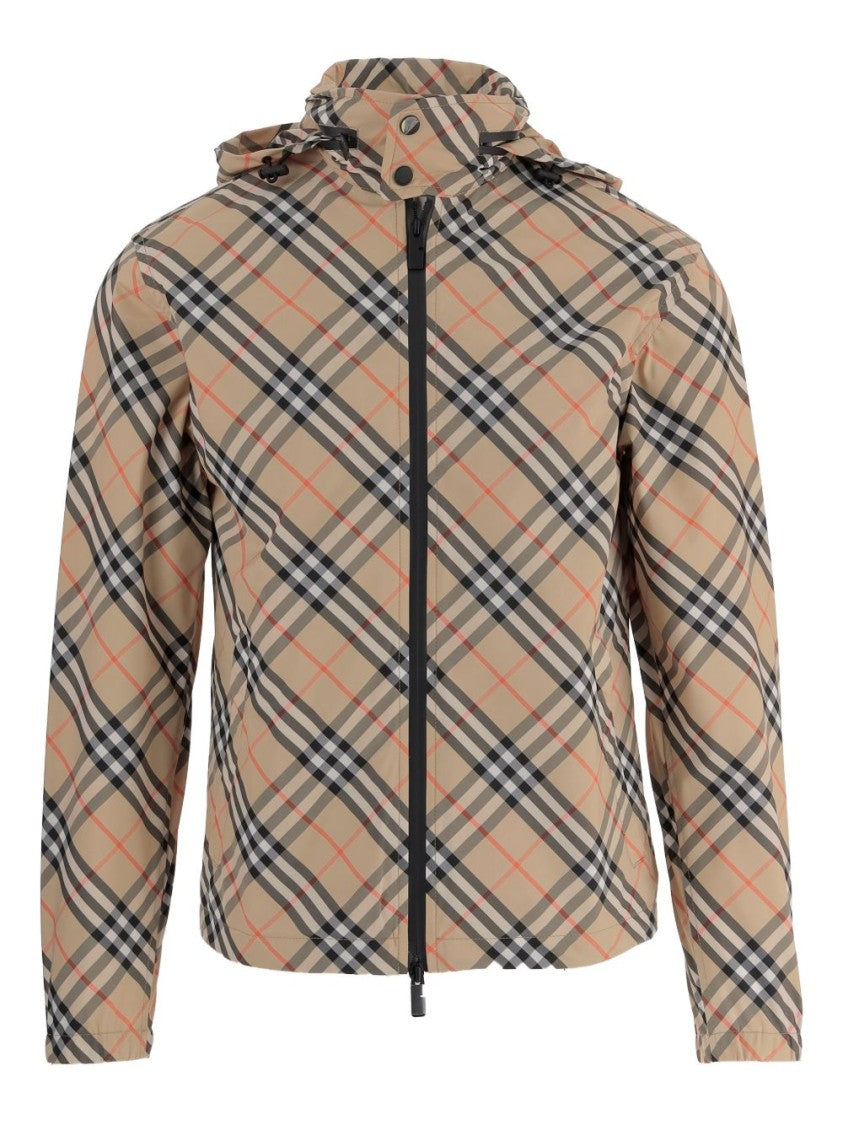 Burberry Checkered Casual Jacket With Adjustable Hood