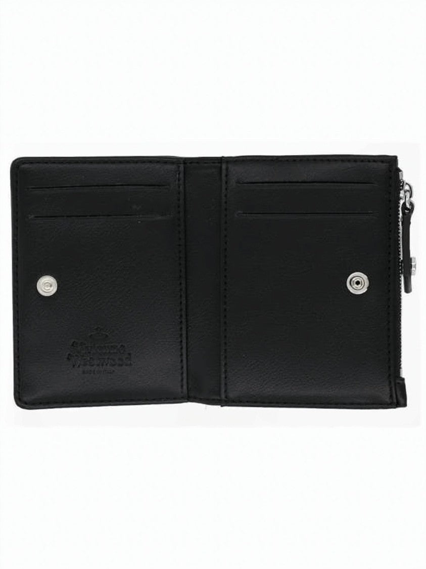 Vivienne Westwood Textured Black Zip-Around Cardholder