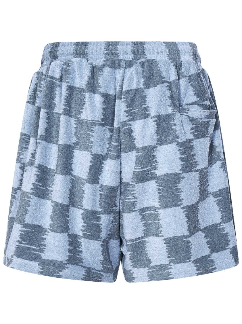 Bonsai Checked Stone Blue Towelling Shorts
