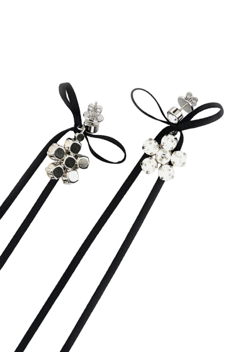 Simone Rocha Silver Black Crystal Pearl Drop Earrings