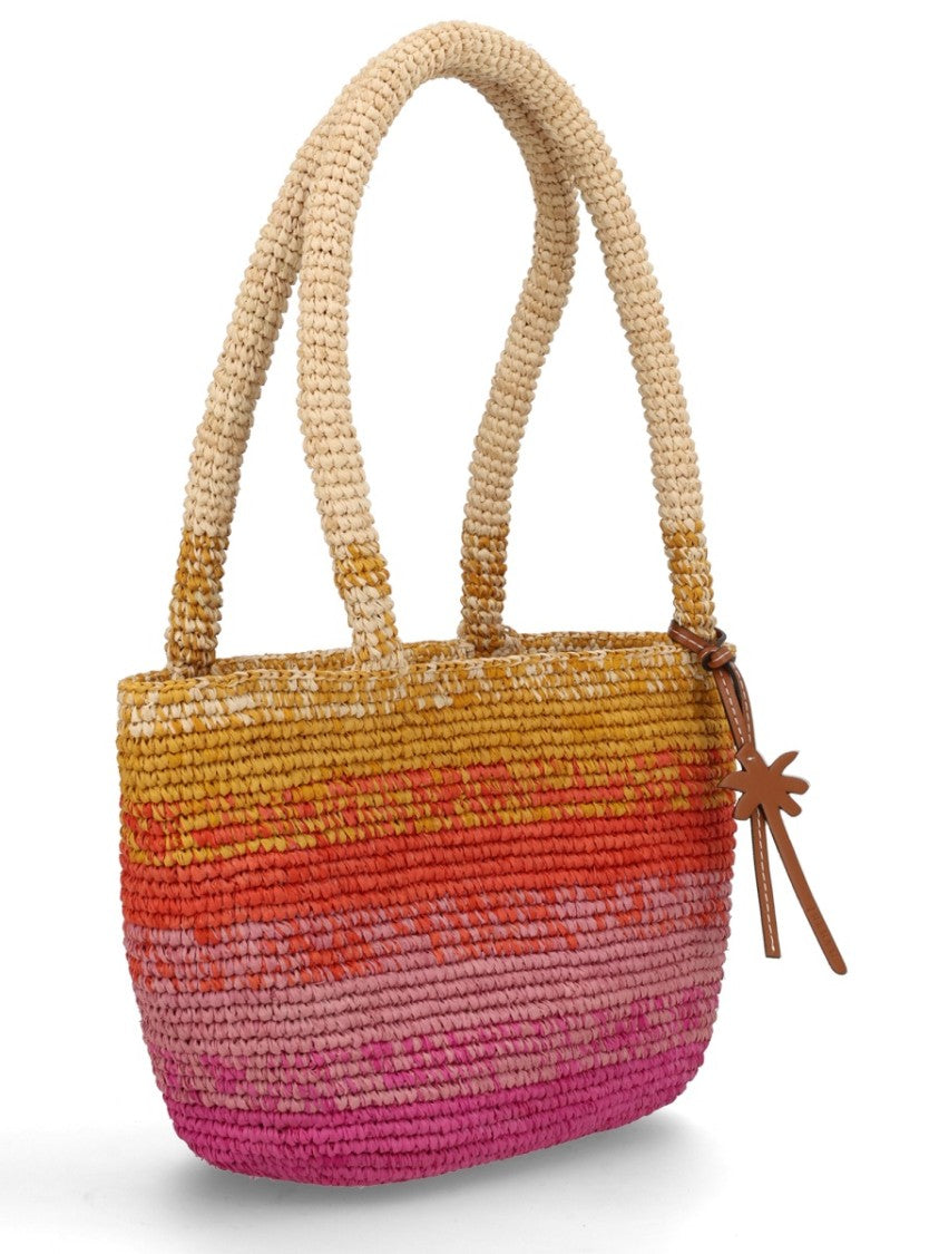 Manebi Multicolor Gradient Woven Raffia Tote Bag