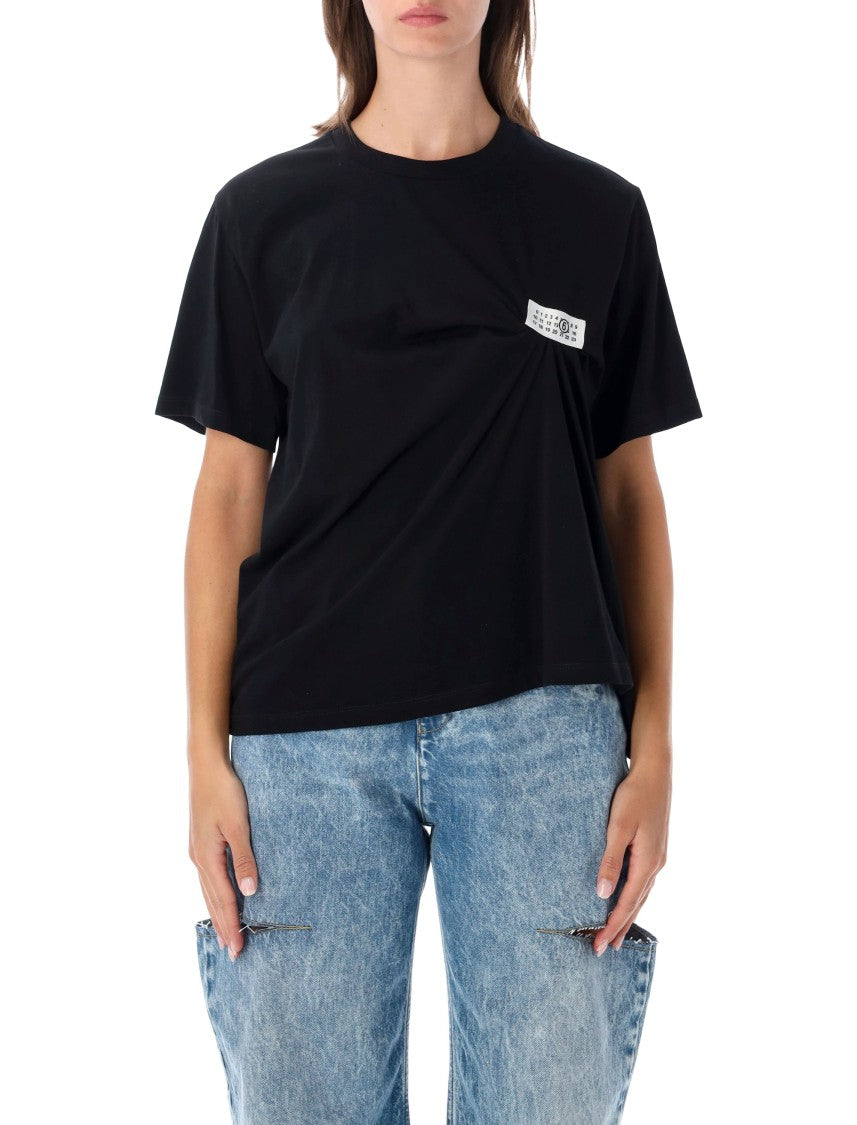 Mm6 By Maison Margiela Asymmetric Draped Cotton Jersey T-Shirt With Numeric Label