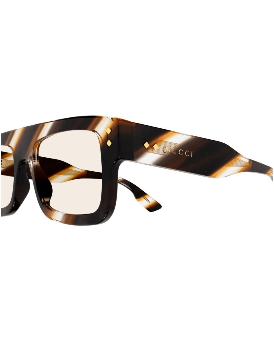 Gucci Bold Havana Sunglasses With Yellow-Brown Lenses