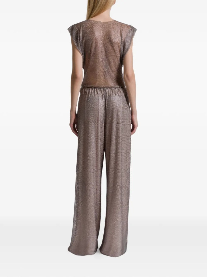 Alberta Ferretti Wide-Leg Pants With Elastic Waistband And Sheer Fabric