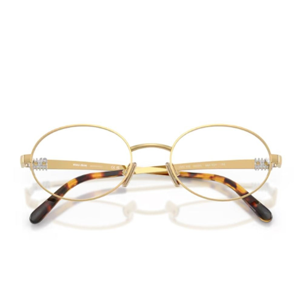 Miu Miu Ovale Gold-Toned Metal Sunglasses With Tortoiseshell Temple Tips