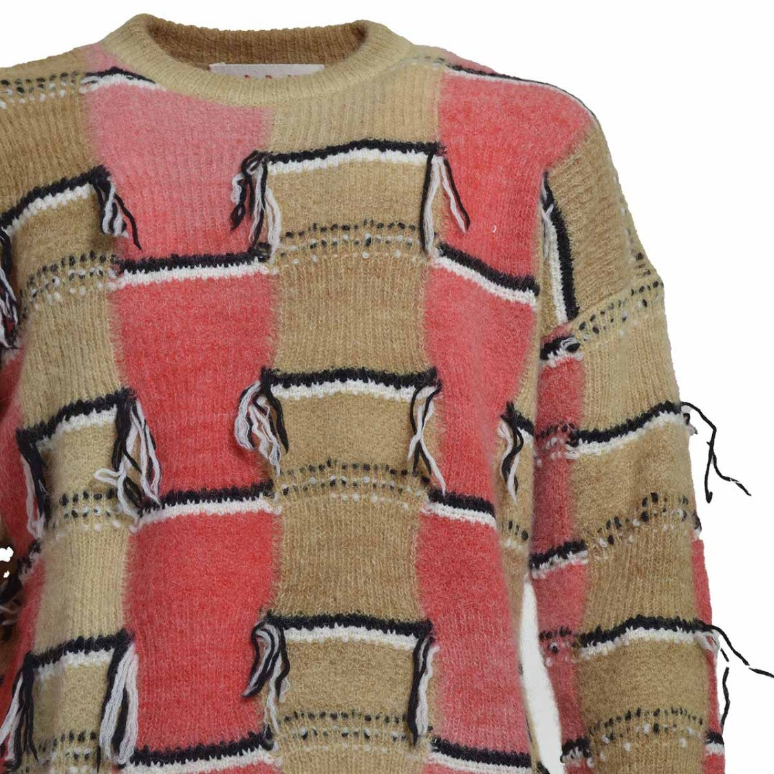 Marni Multicolor Intarsia Pattern Mohair Blend Sweater