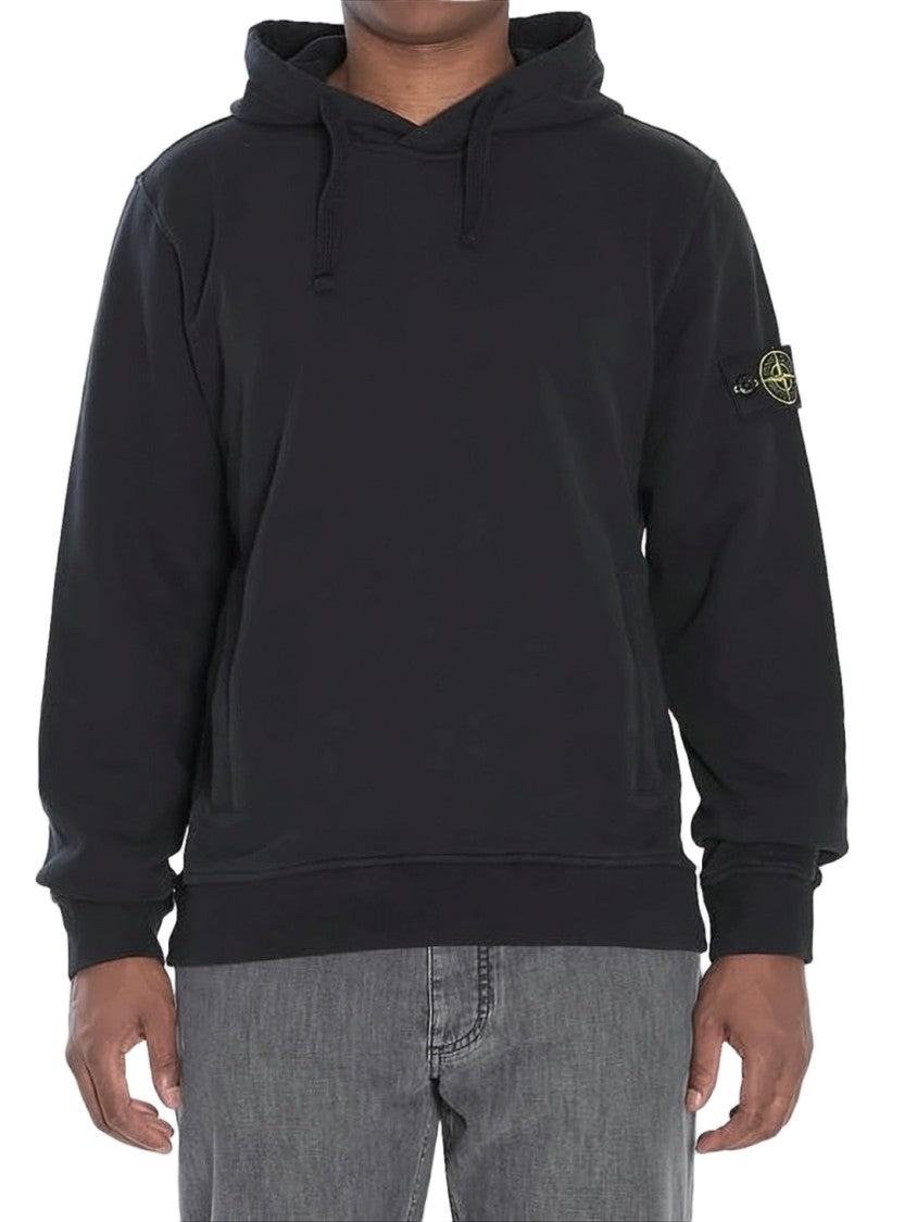 Stone Island Relaxed Fit Black Hoodie With Subtle Logo