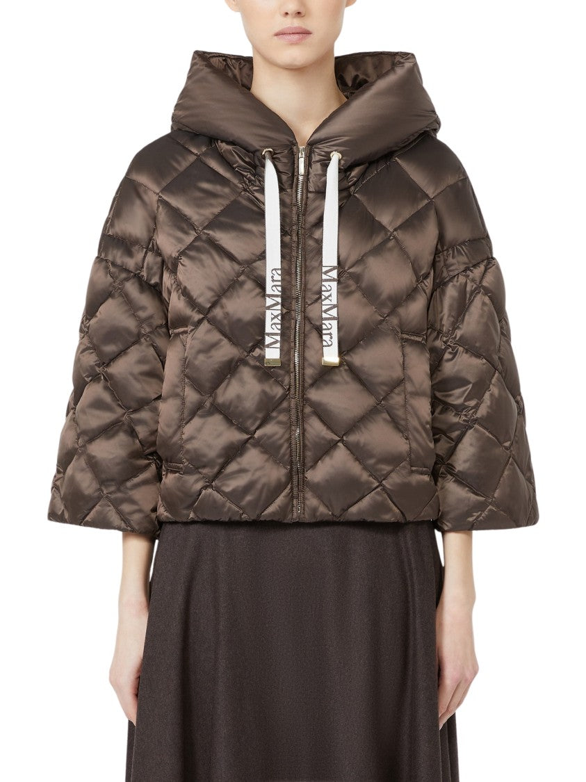 Max Mara Quilted Short Cape-Style Puffer Jacket With Drawstring Hood