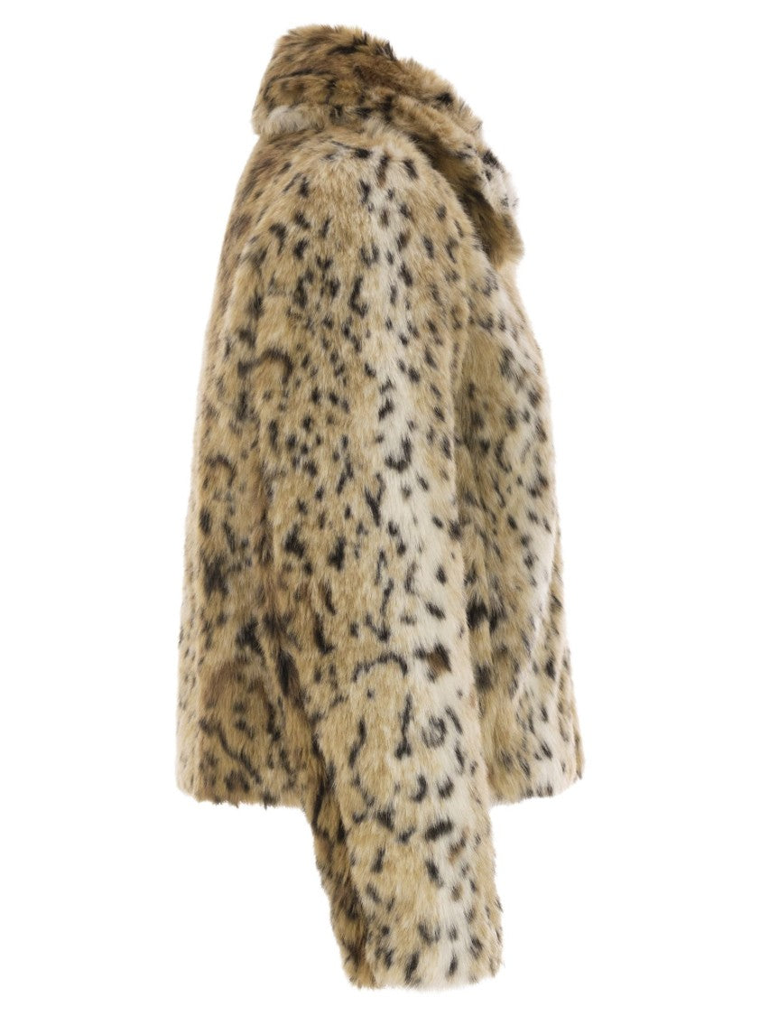 Max Mara Animal Print Jacquard Eco-Friendly Fur Coat
