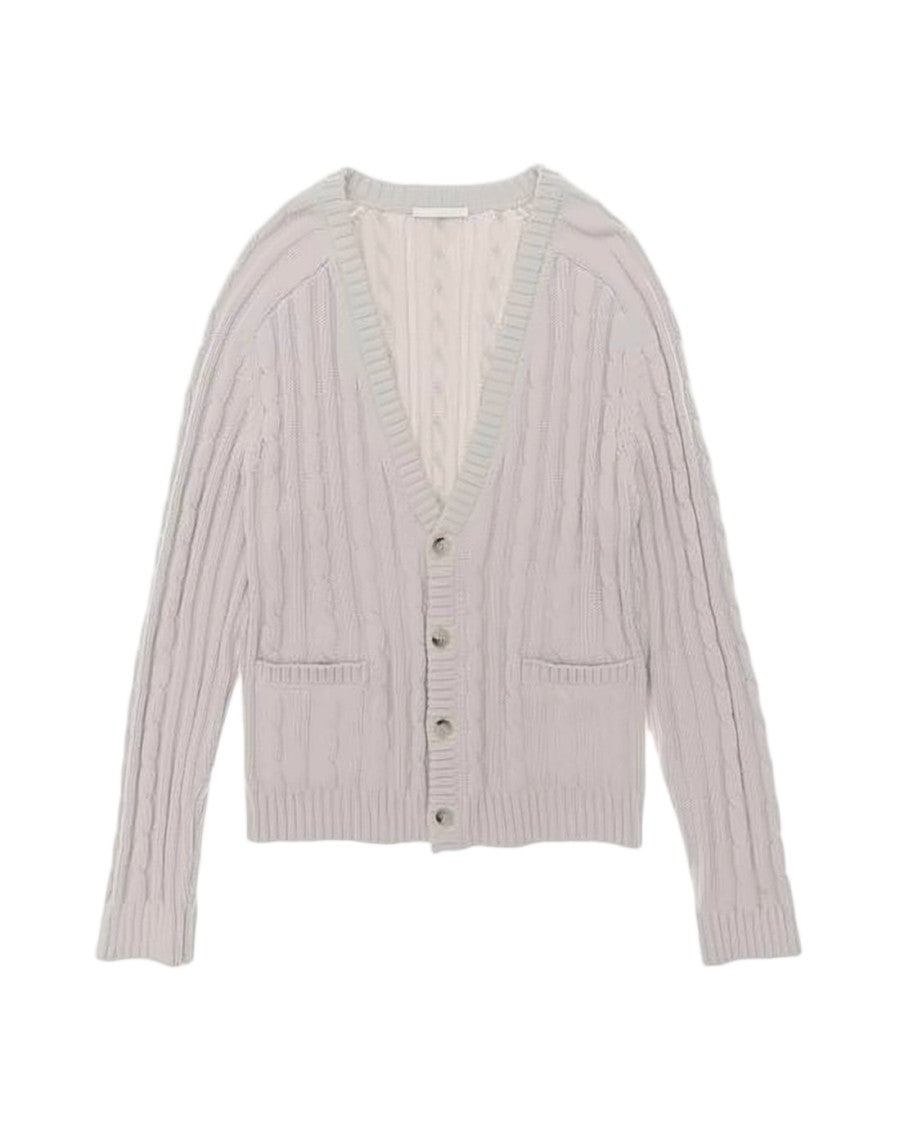 Helmut Lang Cropped Cable Knit Cardigan With Button-Down Front