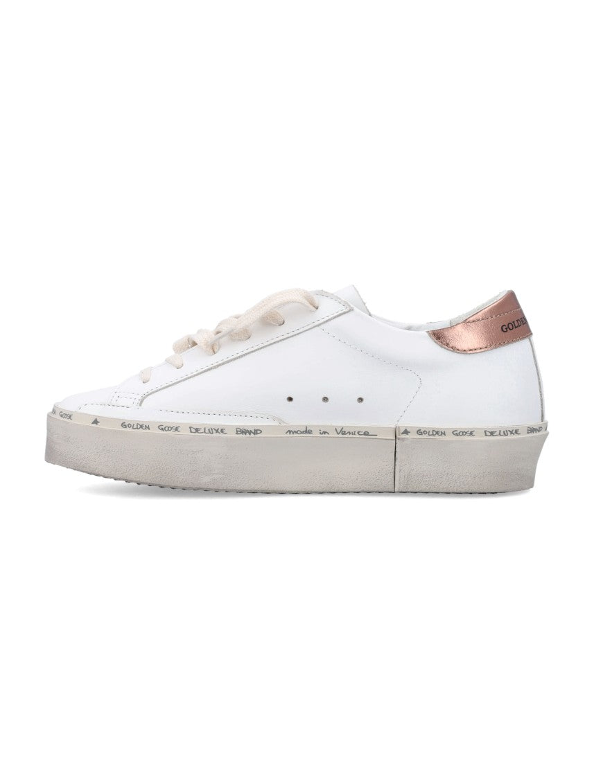 Golden Goose Hi Star Distressed White Leather Low-Top Sneakers