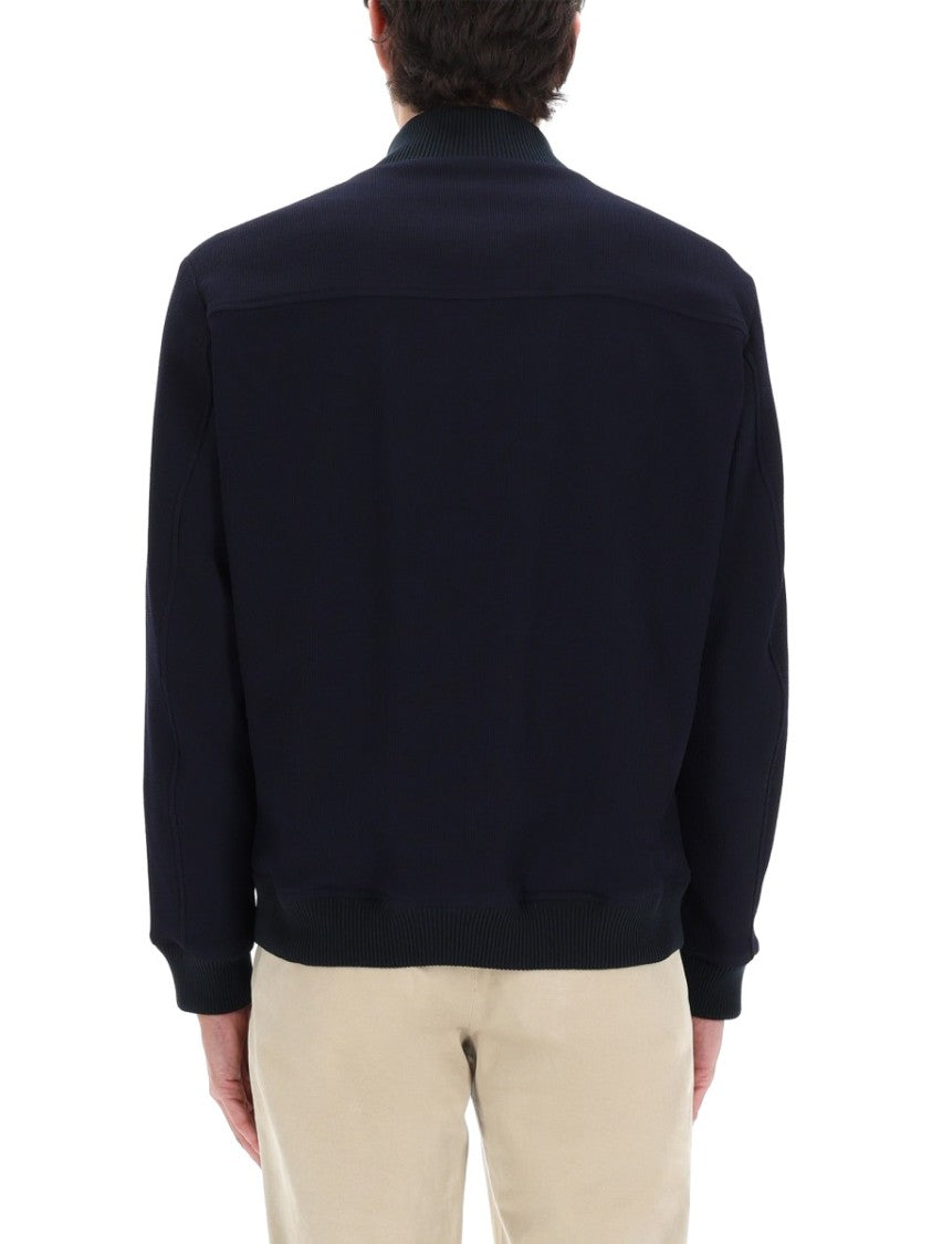 Fay Blue High Collar Flap Pockets Jacket
