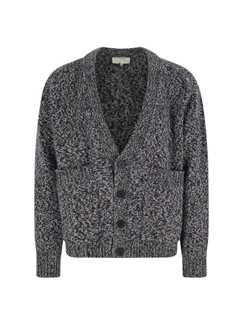 Studio Nicholson Textured Multicolour Knit Cardigan With Ribbed Cuffs