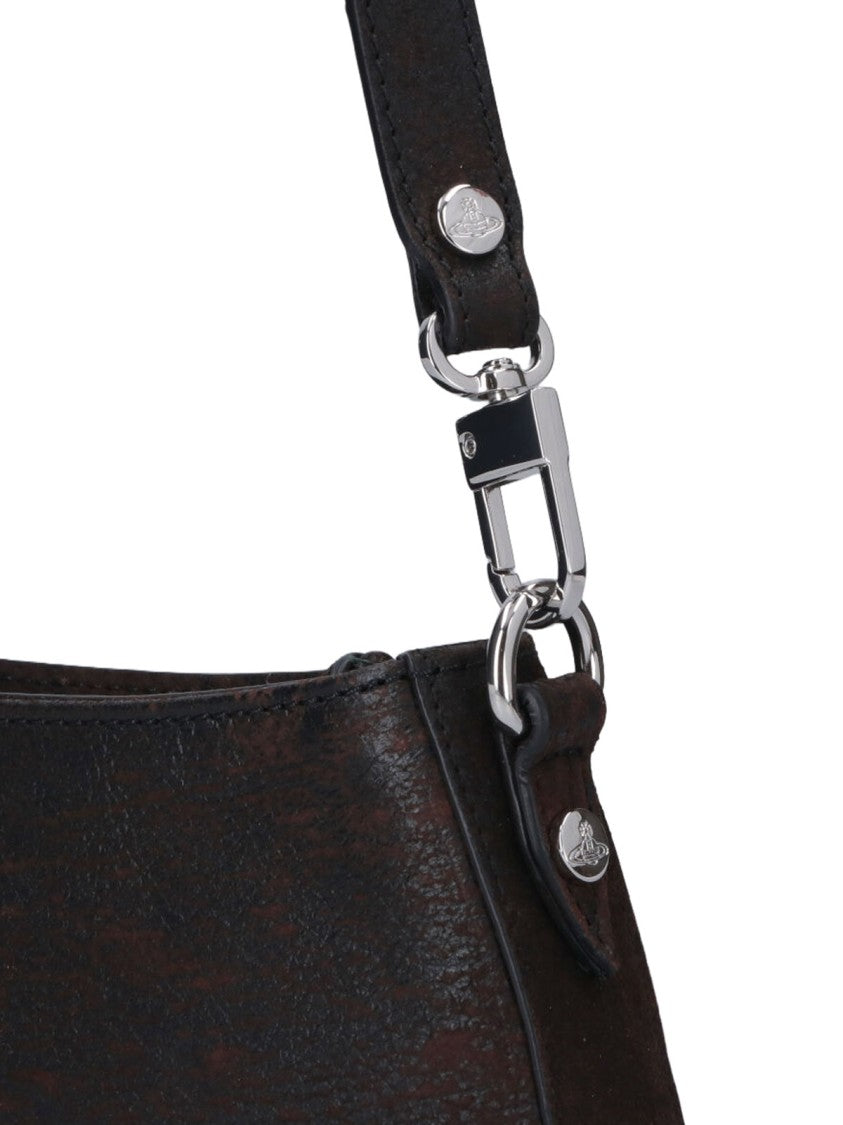Vivienne Westwood Brown Tasha Worn-Effect Leather Bag