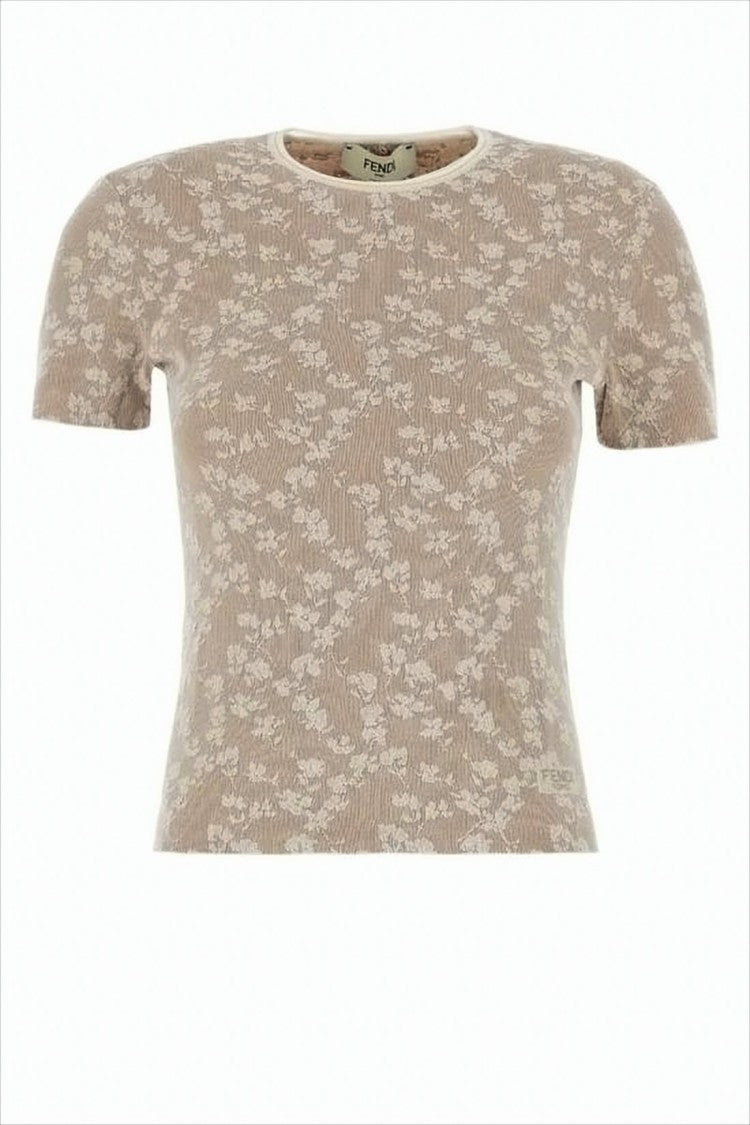 Fendi Short-Sleeved Floral Jacquard Top