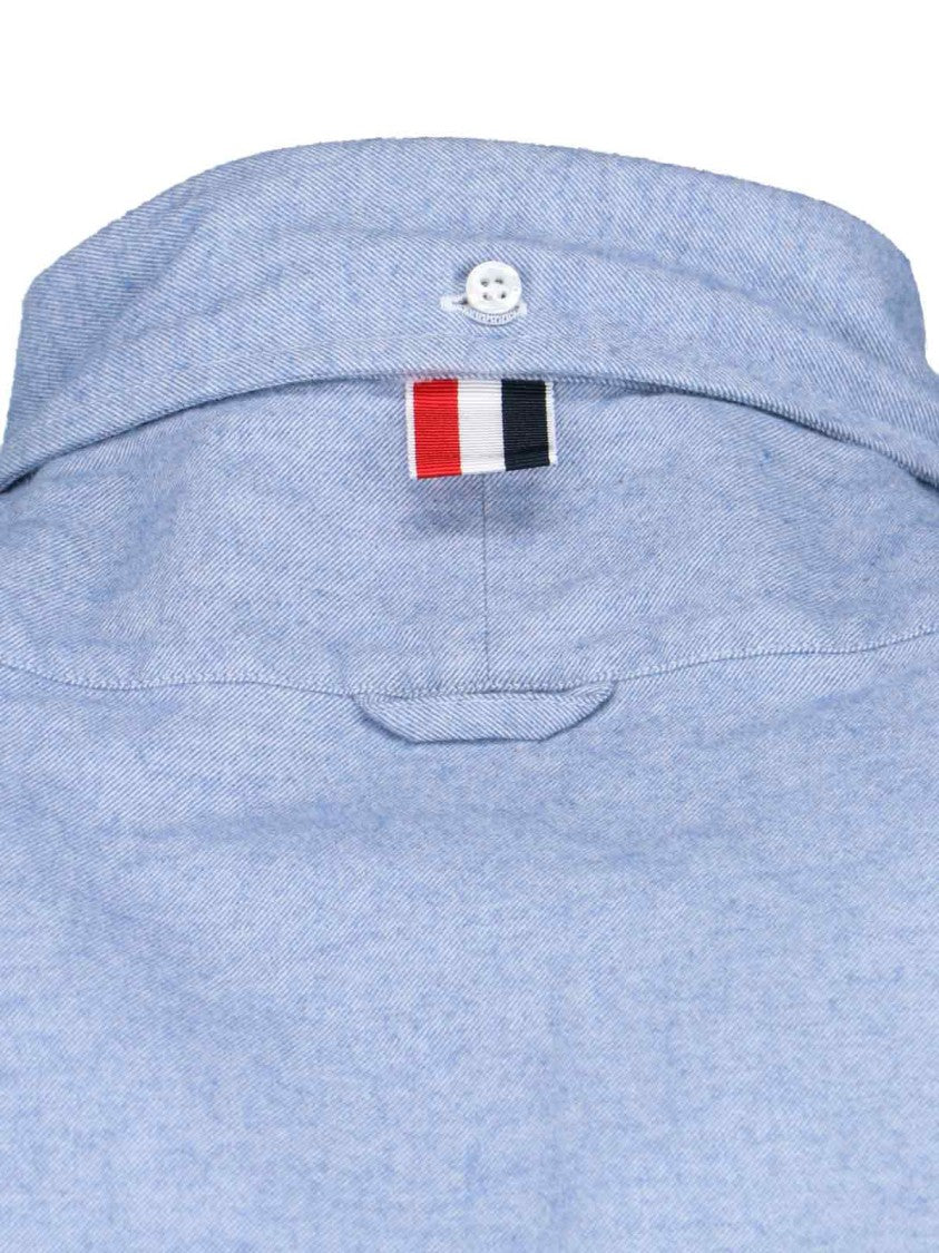 Thom Browne Light Blue Button-Down Shirt With Tricolor Tab
