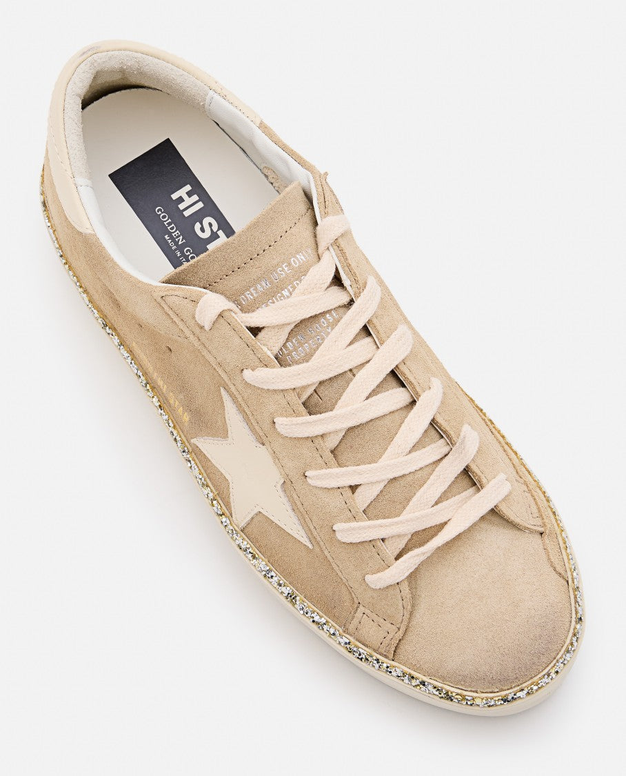 Golden Goose Beige Suede High-Top Sneakers