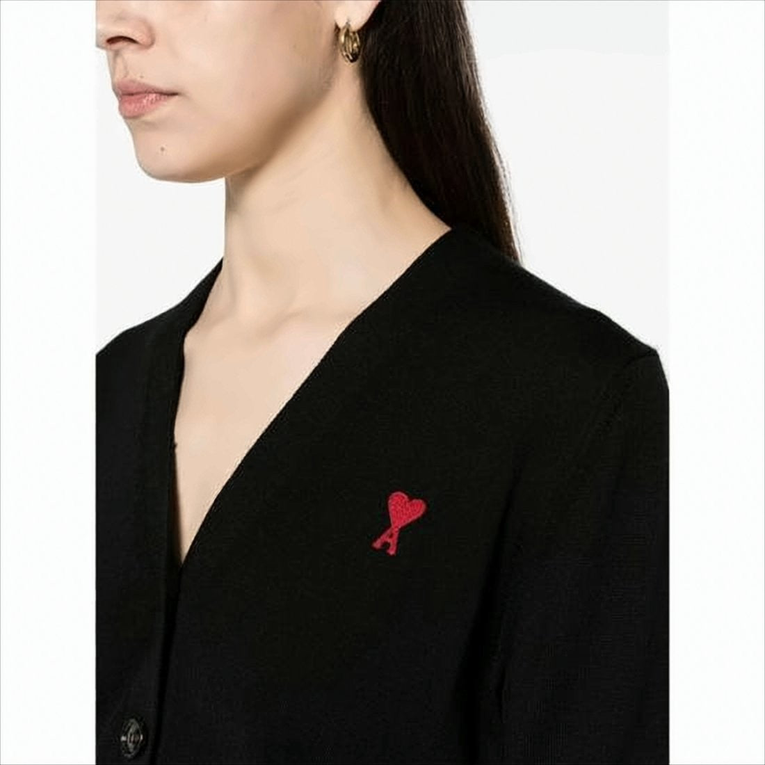 Ami Paris V-Neck Button-Down Cardigan In Soft Merino Wool