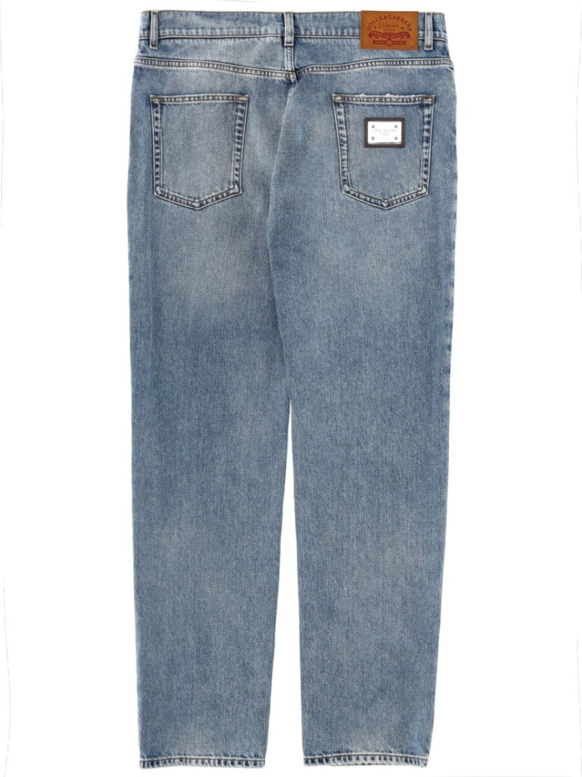 Dolce & Gabbana Faded Wash Cotton Straight-Leg Jeans