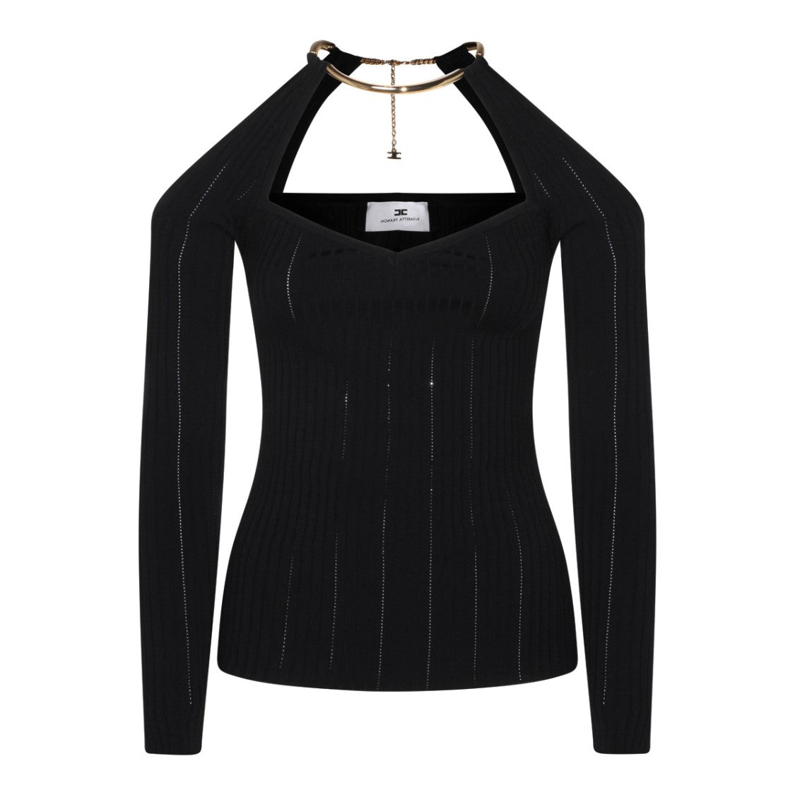 Elisabetta Franchi Black Viscose Knit Top