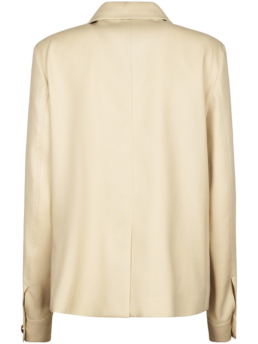 Max Mara Boxy Silhouette Jacket With Classic Collar And Gold Accents
