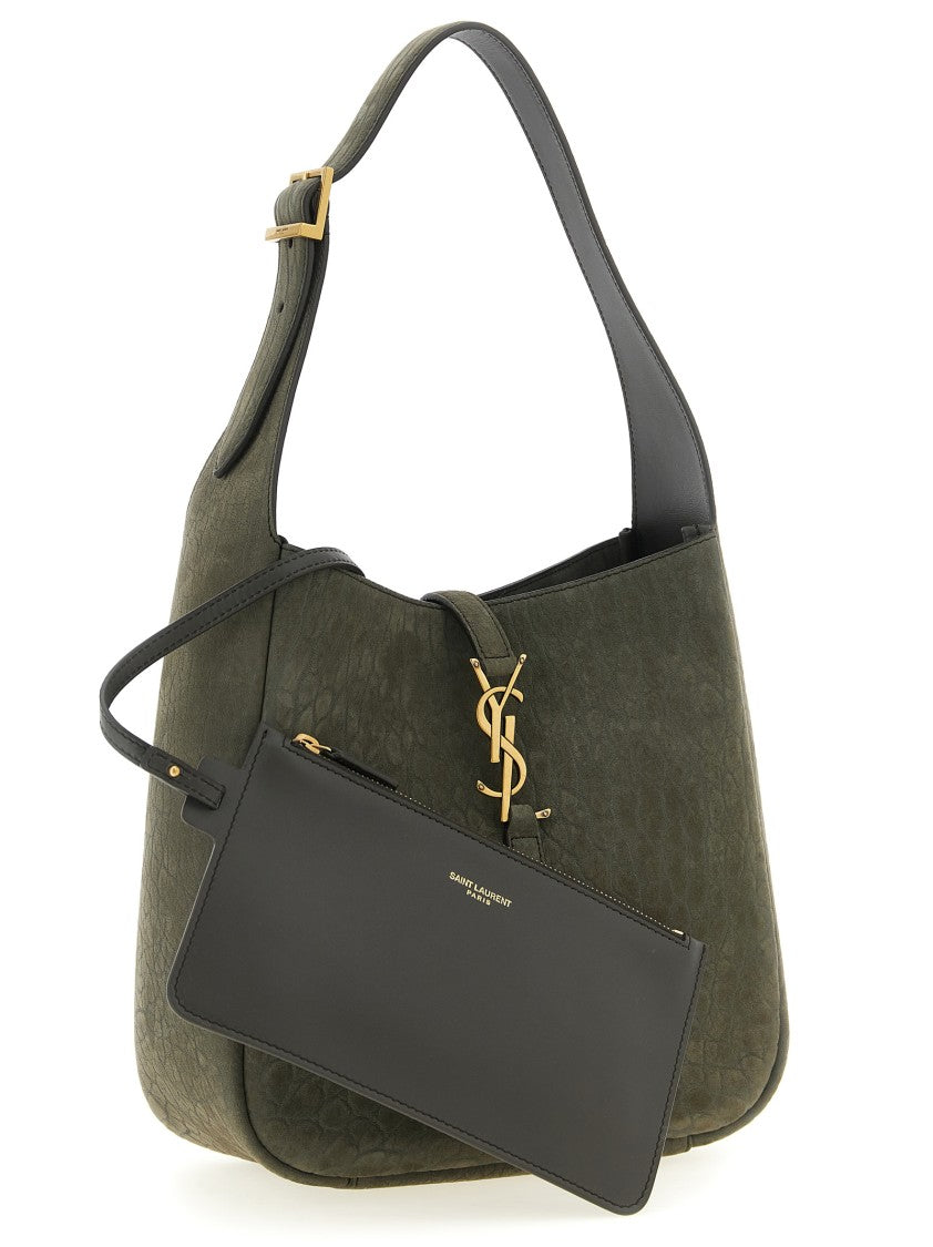Saint Laurent Micro Shoulder Bag In Hammered Nubuck Leather With Removable Clutch