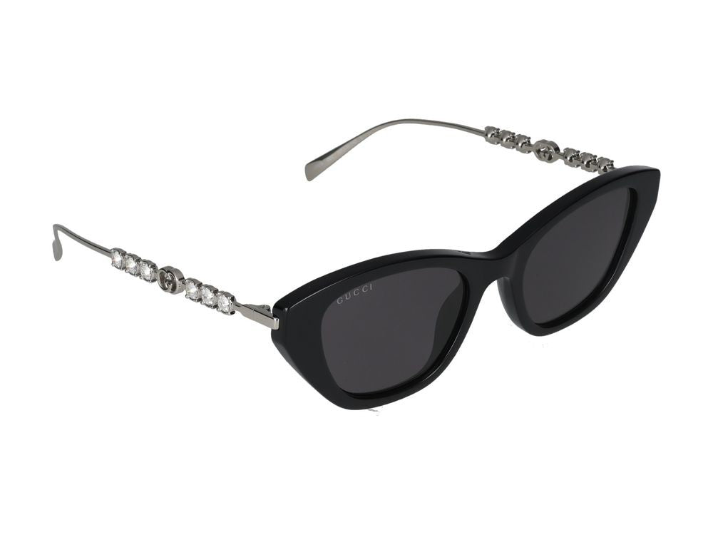 Gucci Black Silver Accents Cat-Eye Sunglasses