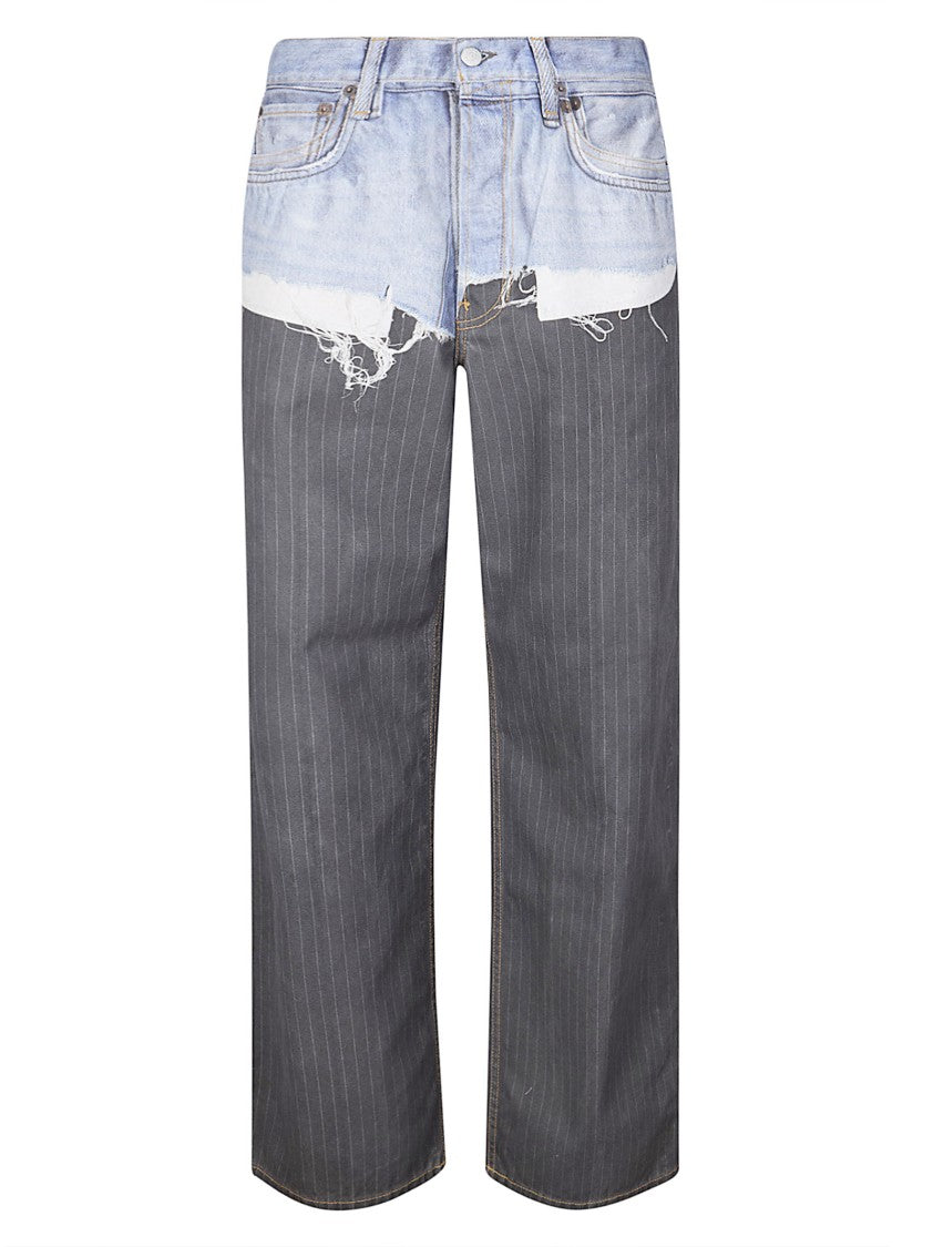 Acne Studios Blue Black Fn-Ux Mixed Denim Wide-Leg Jeans