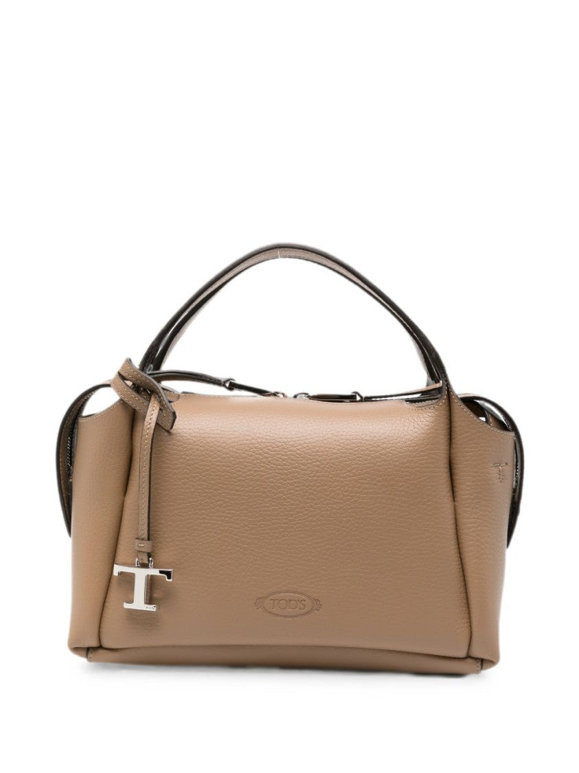 Tod's Structured Brown Calfskin Handbag With Dual Top Handles