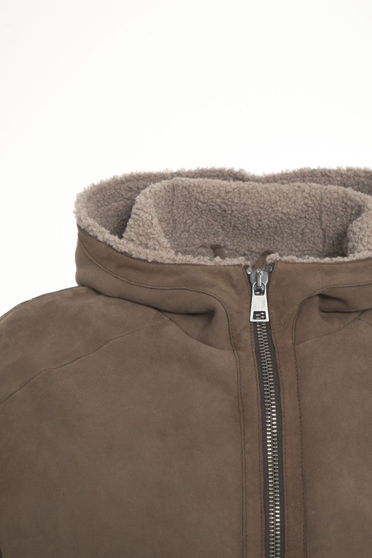 Gimo's Plush-Lined Hooded Jacket In Premium Lambskin Leather