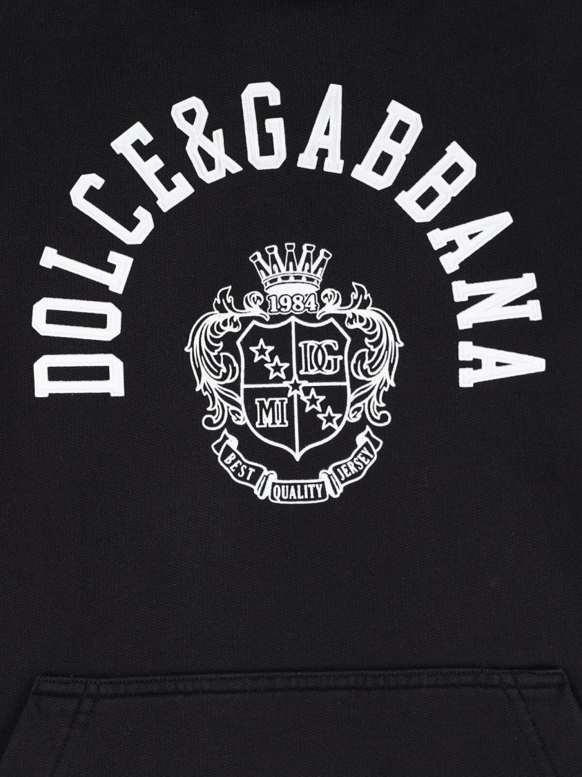 Dolce & Gabbana Black Contrasting Logo Cotton Hoodie