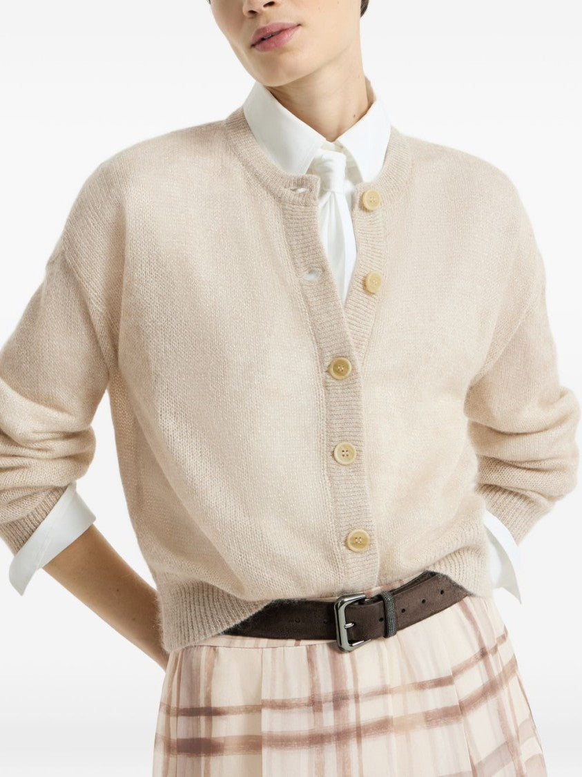 Brunello Cucinelli Cropped Button-Down Ribbed Sweater