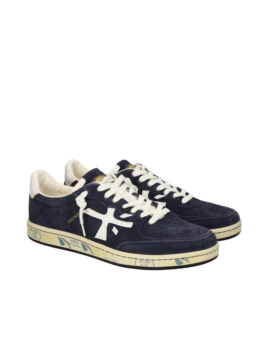 Premiata Blue Bsktclay Leather Suede Sneakers