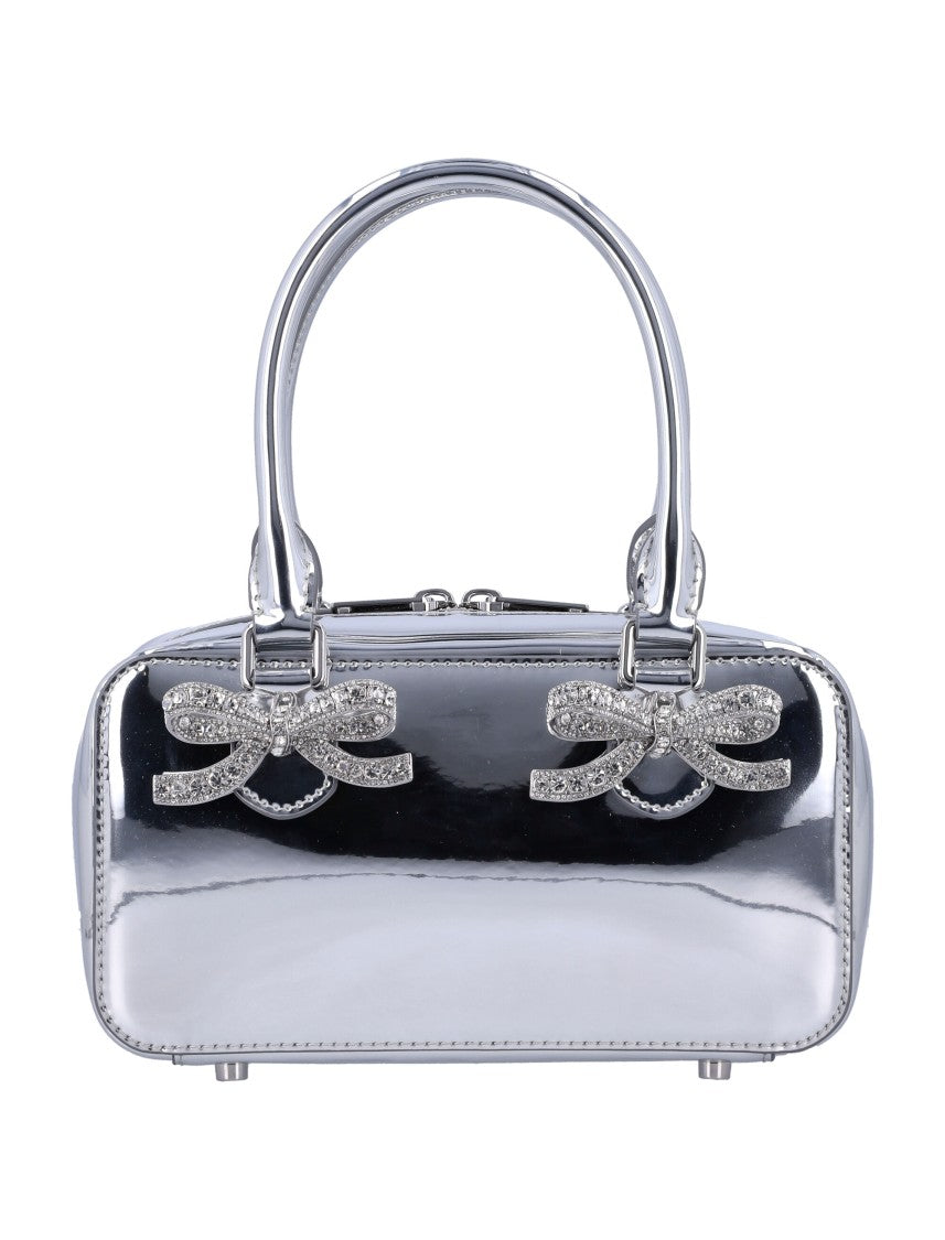 Self-Portrait Bauletto Rectangular Metallic Silver Handbag