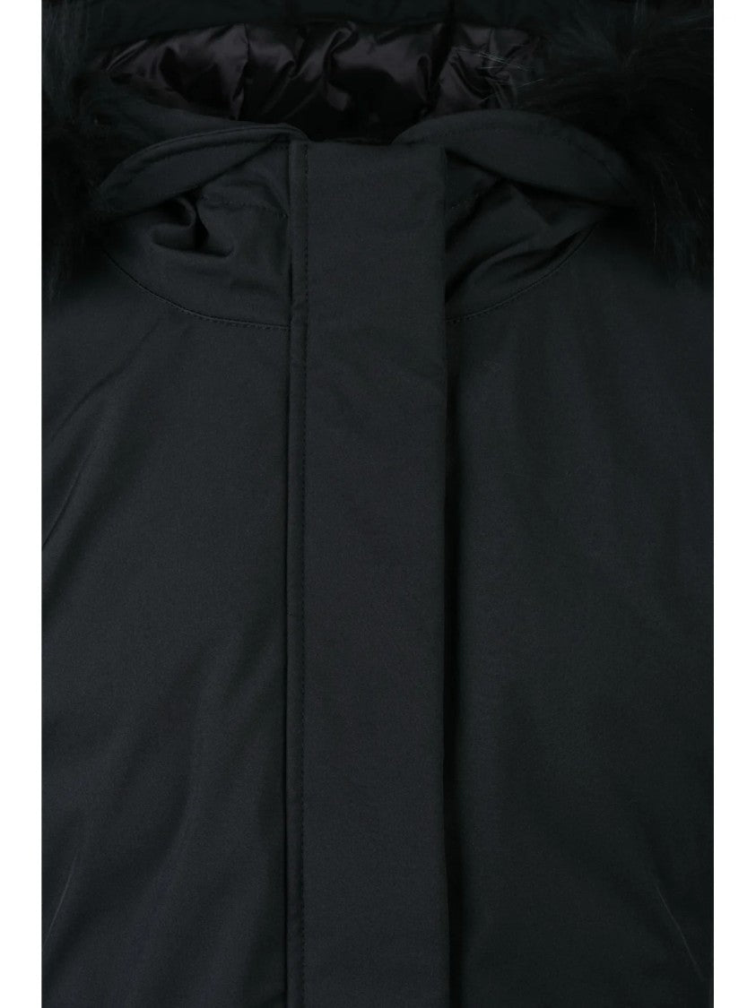 Bomboogie Fitted Down Jacket With Removable Fur Trim