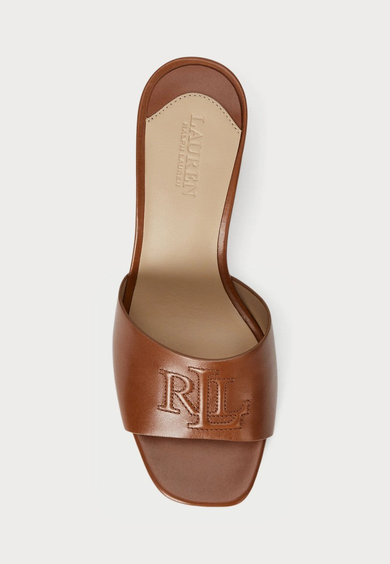 Lauren Ralph Lauren Brown Everley Heel Leather Sandals