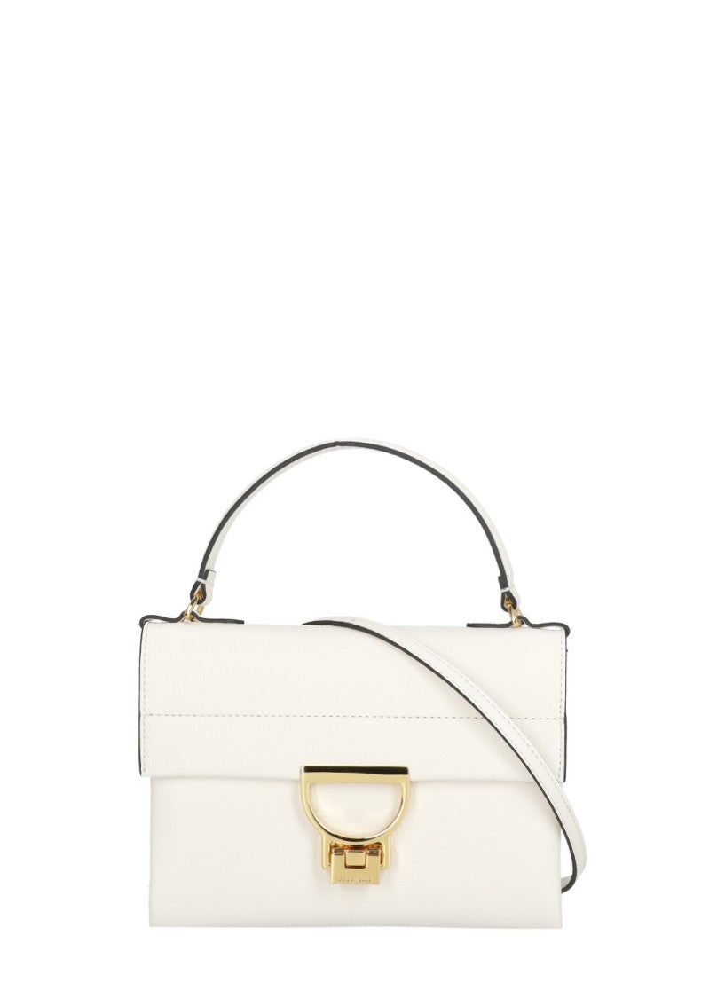Coccinelle Ivory Pebbled Leather Arlettis Handbag With Gold-Tone Clasp