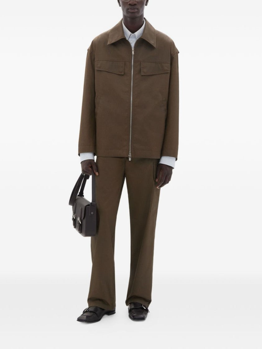 Ferrari Brown Cotton Flap Pocket Bomber Jacket