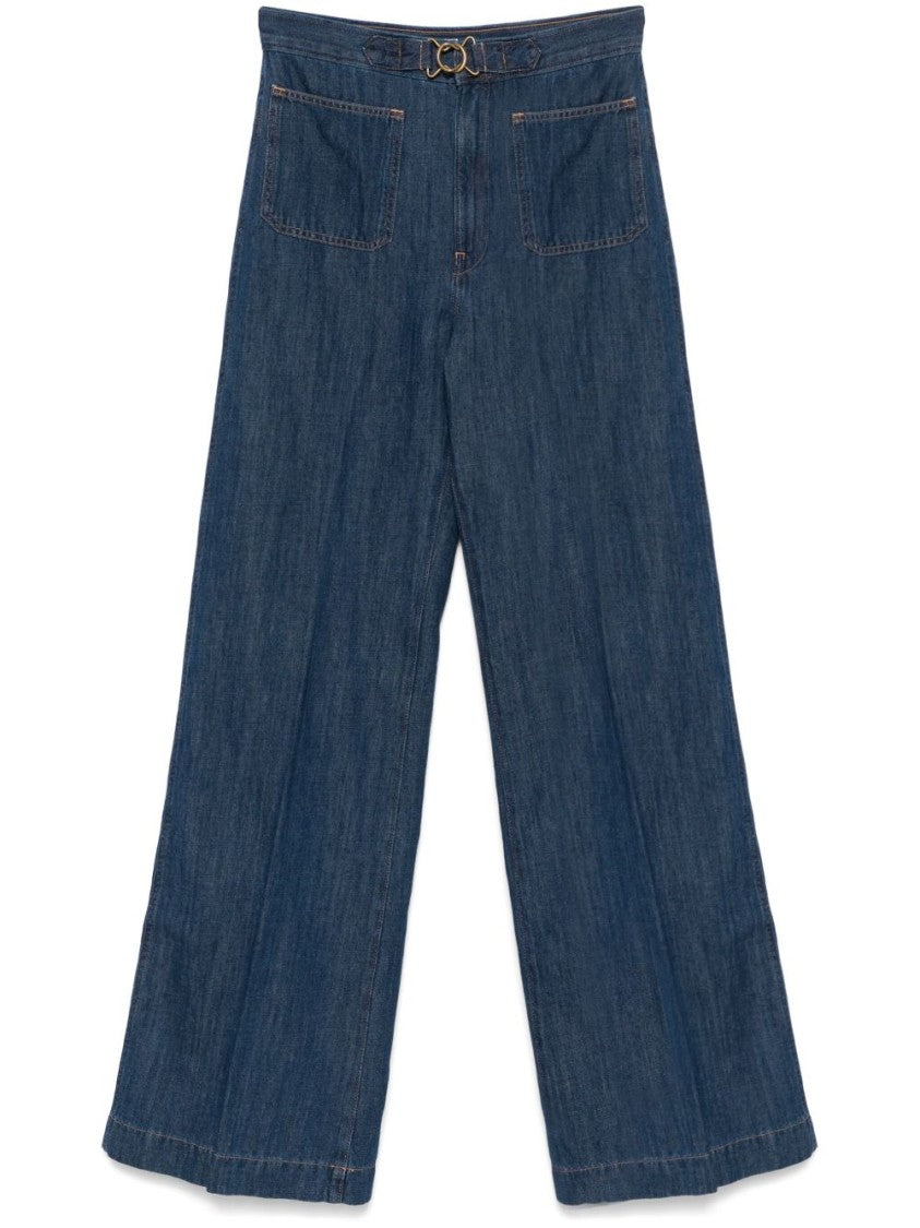 Polo Ralph Lauren Indigo Blue Wide-Leg Jeans With Belted Waist