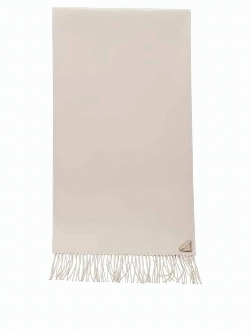 Prada Cashmere-Silk Blend Scarf With Triangular Logo Emblem