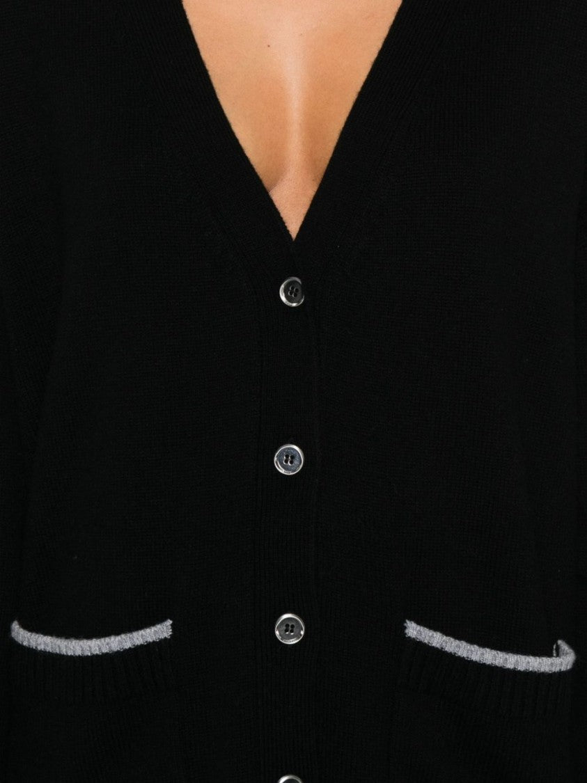 Pinko Cashmere-Merino Knit Cardigan With Contrasting Trims