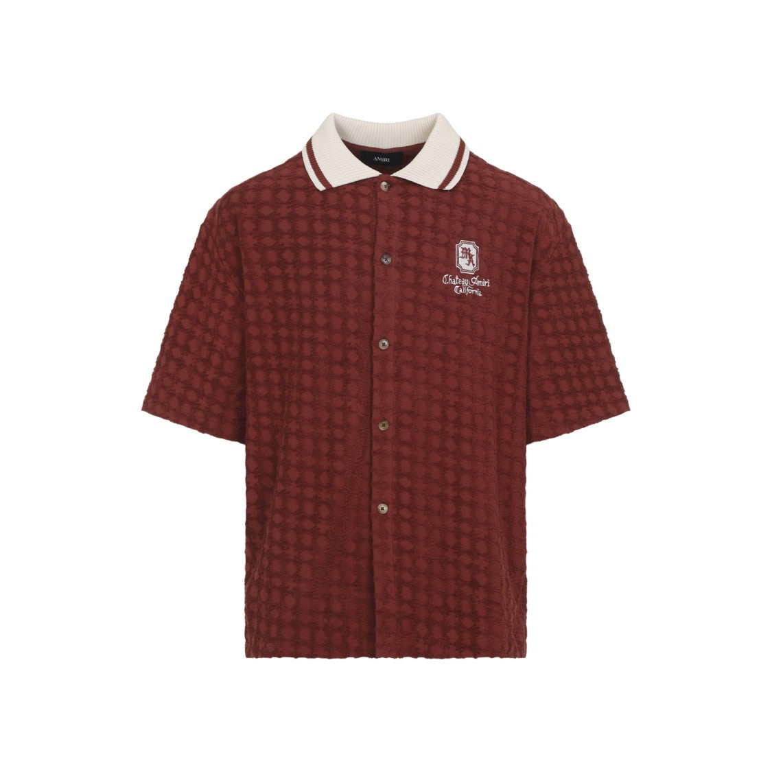 Amiri Textured Short-Sleeve Cotton Shirt With Contrasting White Collar
