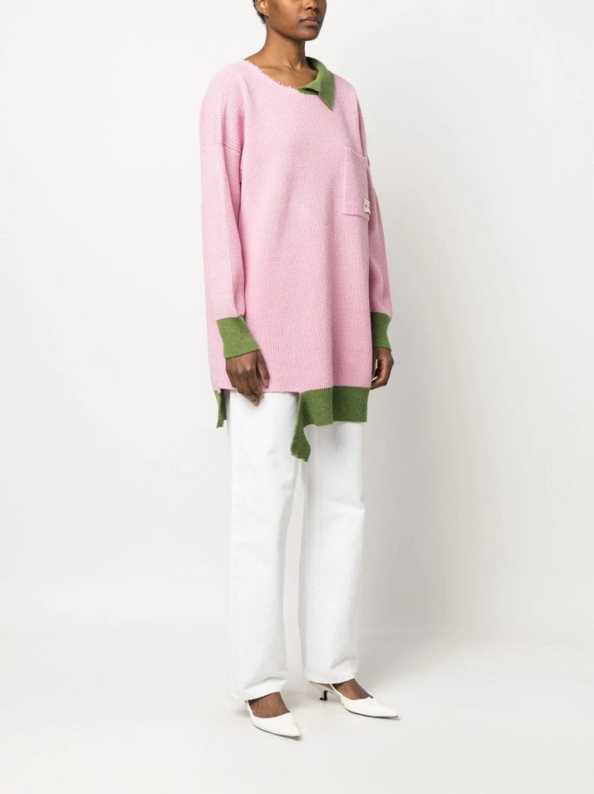 Marni Asymmetric Raw-Edge Ribbed Jumper