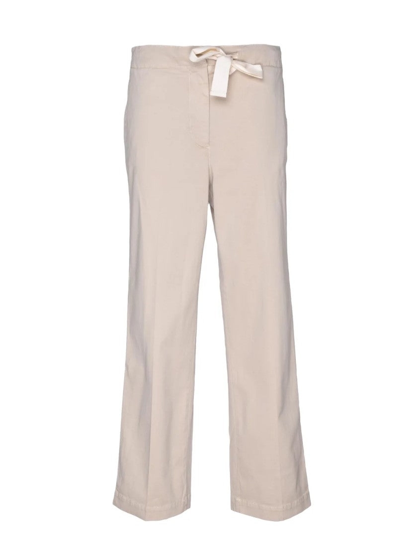 19.70 Nineteen Seventy Relaxed-Fit Beige Trousers With Drawstring Waist And Soft Texture