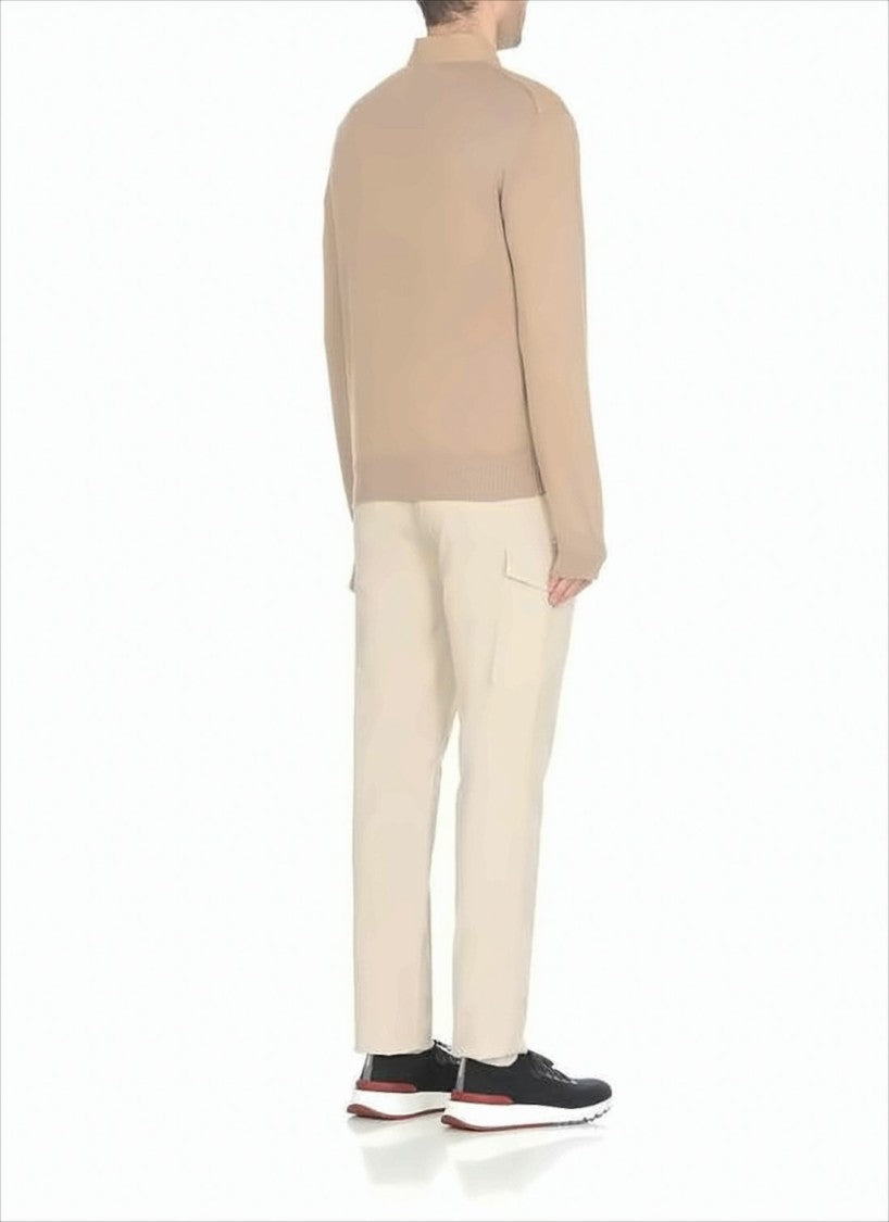Brunello Cucinelli Smooth Leather Bomber Jacket With Knit Sleeves
