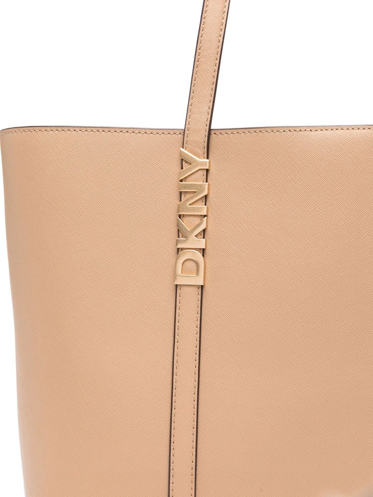 Dkny Structured Brown Cow Leather Avril Tote Bag